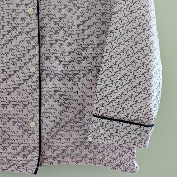 VINEYARD VINES Whale Print Sleep Shirt PJ WOMEN XS Button Down Logo Light Pink - Picture 7 of 10